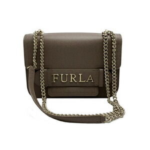 Furla Carol Shoulder Bag Chain Brown Leather